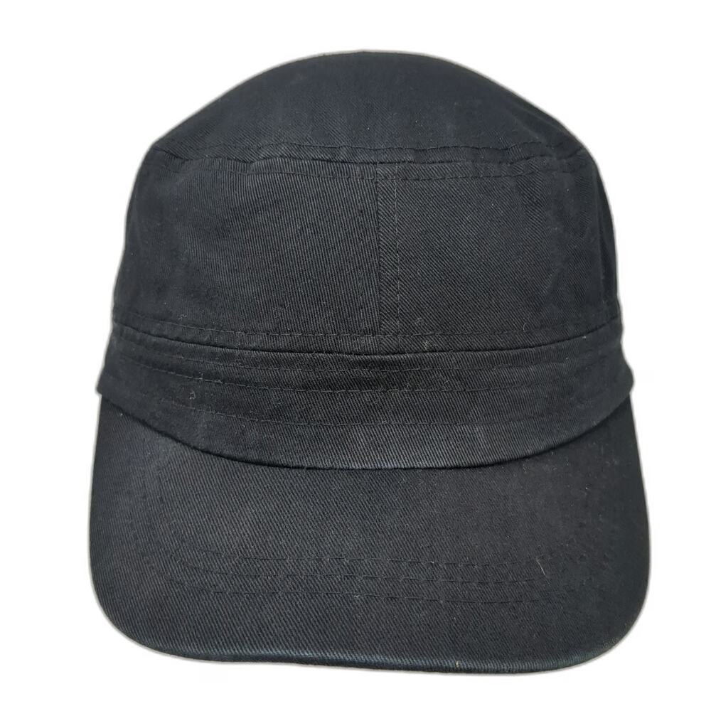 Black Army Cap One Size Adjustable Strapback Hat 100% Cotton Plain Cadet Cap